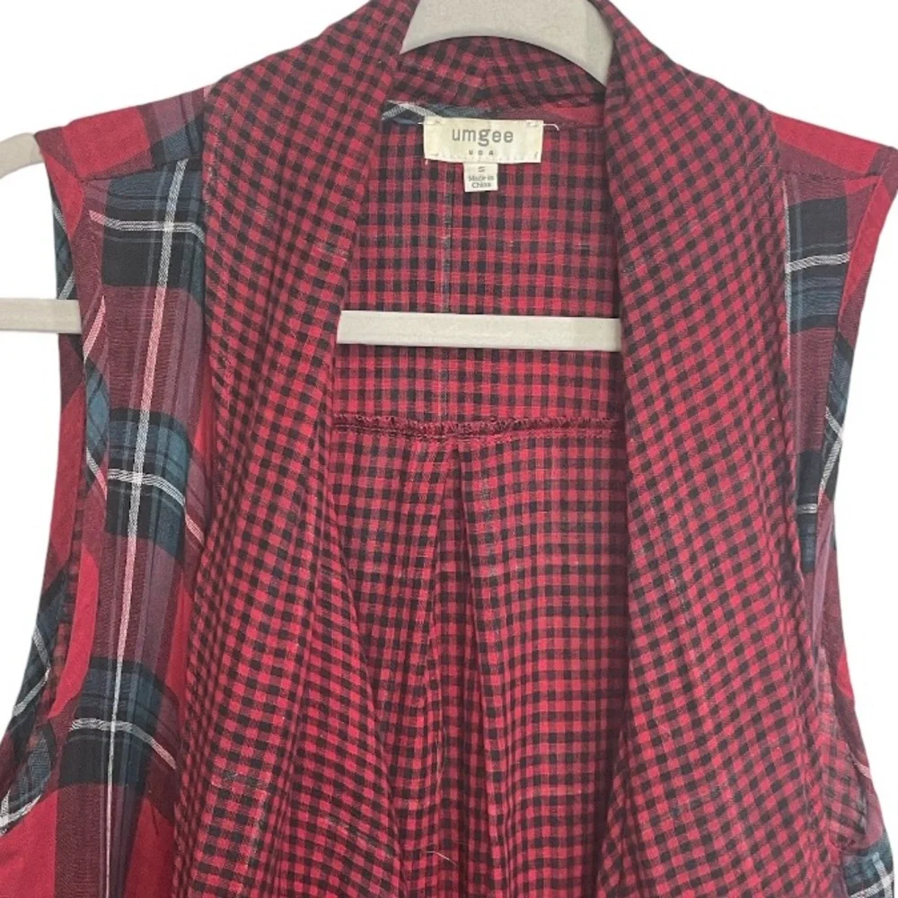 Umgee Plaid Fringe Sleeves  Kimono Wrap Size Small - Picture 5 of 8